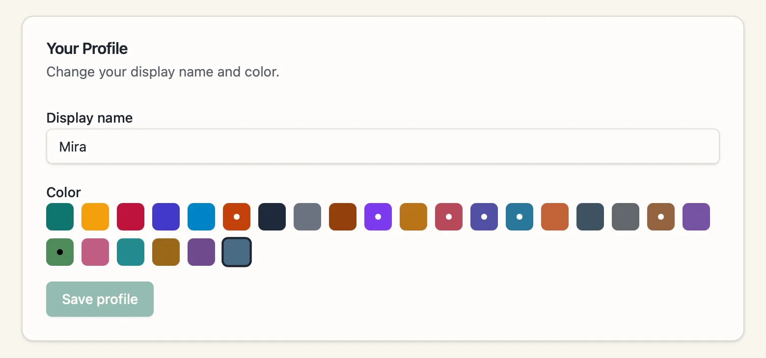 Teacher colour palette
